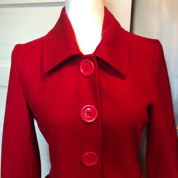 🌟SOLD⭐️Retro Style Red Peacoat W/Pockets Sz M/L - Picture 3 of 8